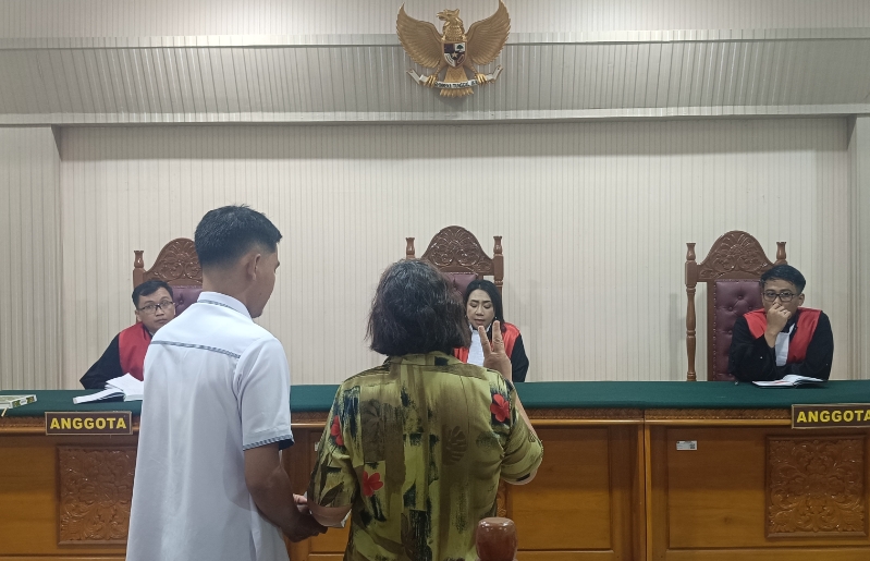 Sidang sengketa tanah desa Sibau Hilir di Pengadilan Negeri Putusan dengan agenda pemeriksaan saksi 