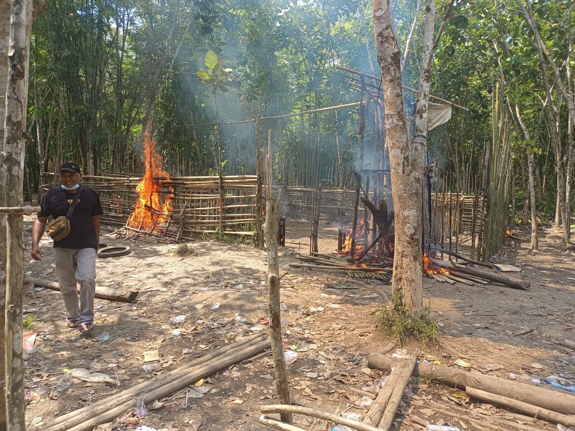 Pemusnahan arena sabung ayam di desa Belimbing Kecamatan Silat Hulu 